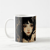 Mug Fille d'anime gothique noir et or (Gauche)