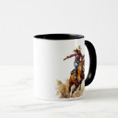 Mug Fille de course de baril et cheval en compétition. (Devant droit)