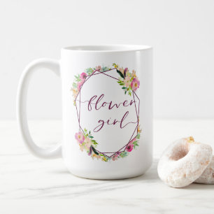Mug Fille de Fleurs Chic Menthe et Rose Floral en Fleu