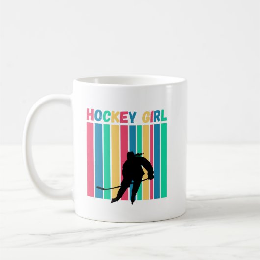 Mug Fille de hockey en bandes verticales (Gauche)