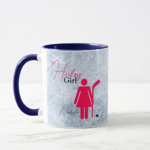 Mug Fille de hockey rose chaud
