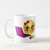 Mug Fille de l'Emoji d'Ordinateur Portable (Gauche)