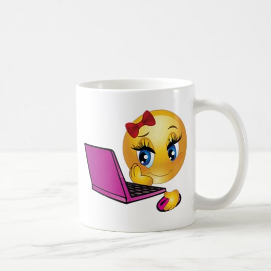 Mug Fille de l'Emoji d'Ordinateur Portable (Droite)