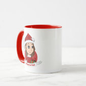 Mug Fille de Noël aux cheveux bruns ondulés (Devant gauche)