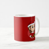 Mug Fille de Noël aux cheveux bruns ondulés (Devant droit)