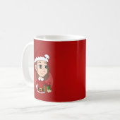 Mug Fille de Noël aux cheveux bruns ondulés (Devant gauche)