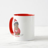 Mug Fille de Noël avec un dessin animé afro (Devant gauche)