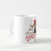 Mug Fille de Paris de mode peinte à la main (Devant gauche)