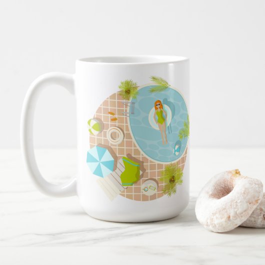 Mug Fille de piscine en bikini plage d'été (Avec donut)