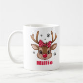 Mug Fille de rennes de Noël Polka rouge Pot Bow (Gauche)