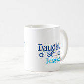 Mug Fille de Sainte-Lucie | Texte bleu de l'hymne (Devant droit)