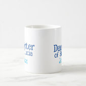 Mug Fille de Sainte-Lucie | Texte bleu de l'hymne (Centre)
