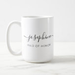 Mug Fille d'honneur Nom Je ne peux pas dire que je le<br><div class="desc">Faites plaisir à votre bonne d'honneur avec le nom de la bonne d'honneur "Je ne peux pas dire que je le fais sans vous", un ajout parfait à votre trousse de propositions de demoiselles d'honneur. Cette tasse personnalisée présente une police de caractères élégante qui affiche magnifiquement le nom de votre...</div>