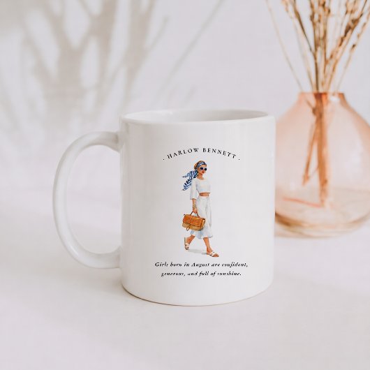 Mug Fille du mois d'août de naissance | Monogramme