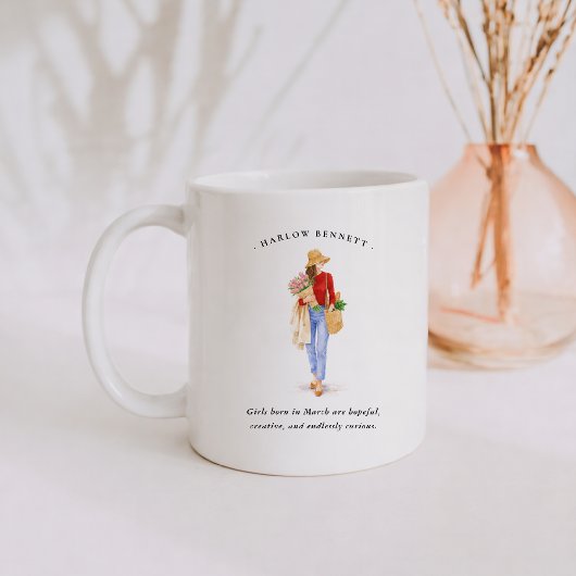 Mug Fille du mois de mars | Monogramme