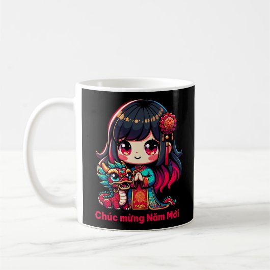 Mug Fille du Nouvel An vietnamien & Dragon Rouge (Gauche)