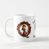 Mug Fille Elf Wreath Fête de Noël personnalisée (Gauche)
