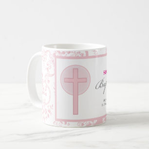 Mug Fille en dentelle rose Baptême