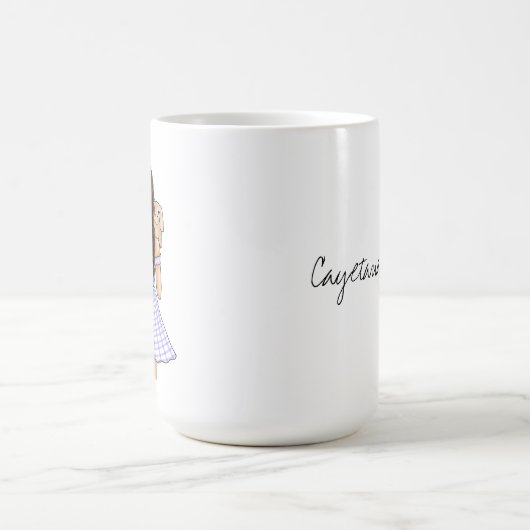 Mug Fille en pourpre En vichy Plaid portant lapin anim (Centre)