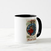 Mug Fille en rouge assise à l'horloge (Devant droit)