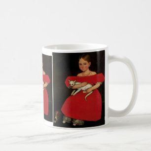 Mug Fille en rouge avec son chat et son chien