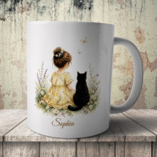 Mug Fille et chat noir