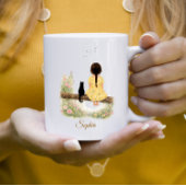 Mug Fille et chat noir sur une branche
