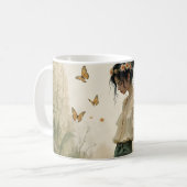 Mug Fille éthérée avec papillons dans la nature (Devant gauche)