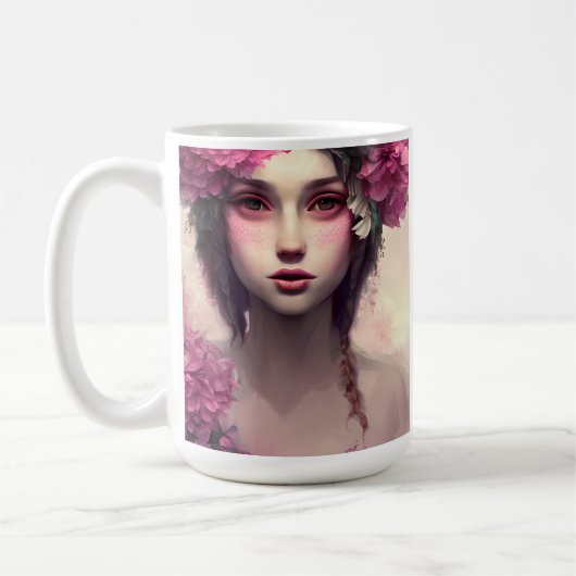 Mug Fille Ethérée Personnalisée avec des taches roses (Gauche)