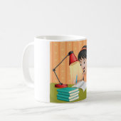Mug Fille étudiant à un bureau faisant ses devoirs (Devant gauche)