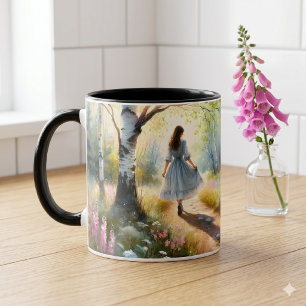 Mug Fille Fantaisiste Dansant à Travers une Forêt de B
