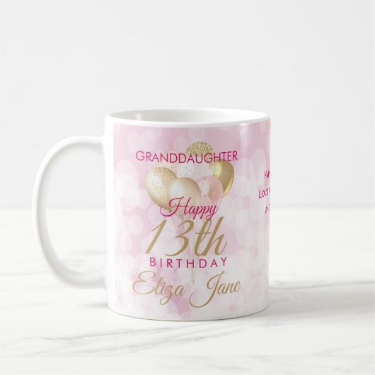 Mug Fille-fille glamour 13e ballon d'anniversaire (Gauche)
