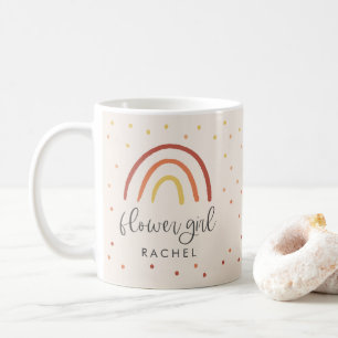 Mug Fille Fleur Personnalisée Arc-en-ciel en terre cui