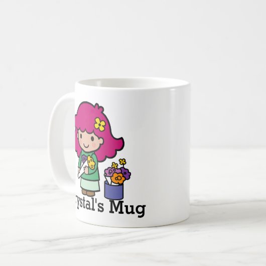 Mug Fille fleuriste future avec fleurs (Devant gauche)