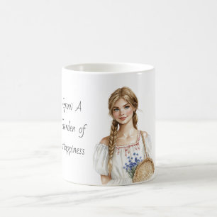 Mug Fille Fleurs Bleues Violettes Jardin du Bonheur