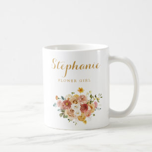 Mug Fille Florale Rose or Personnalisée