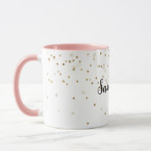 Mug Fille Glam Gold Sparkle Confetti Personnalisé (Gauche)