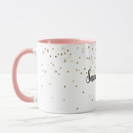 Mug Fille Glam Gold Sparkle Confetti Personnalisé (Gauche)