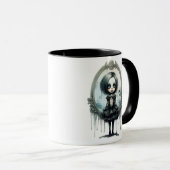Mug Fille gothique dans miroir victorien Halloween (Devant droit)