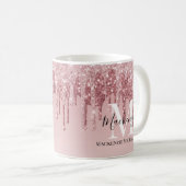 Mug Fille Hot rose Ombre Parties scintillant Nom du mo (Devant droit)