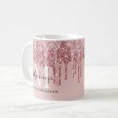 Mug Fille Hot rose Ombre Parties scintillant Nom du mo (Devant gauche)