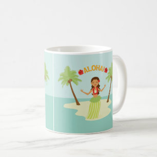 Mug Fille Hula Aloha Luau Hawaïen Mignon