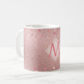 Mug Fille jamais ROSEGOLD Bleu rose Floral MONOGRAS (Devant gauche)