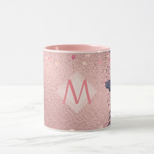 Mug Fille jamais ROSEGOLD Bleu rose Floral MONOGRAS (Centre)