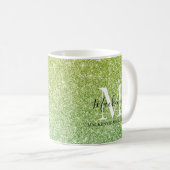 Mug Fille jaune Ombre Parties scintillant Monogramme N (Devant droit)