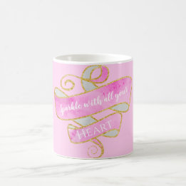 Mug Fille Joli Rose Rose Parties scintillant Or Sparkl