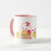 Mug Fille Joyeux Poussins de Pâques rose (Devant gauche)