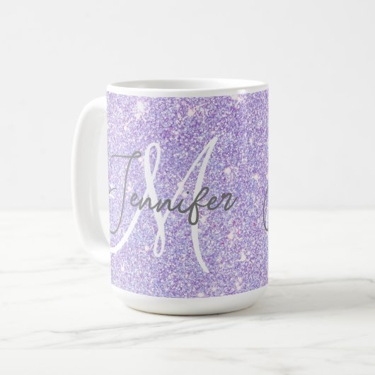 Mug Fille Lavande violet Parties scintillant Blush Nom (Devant gauche)