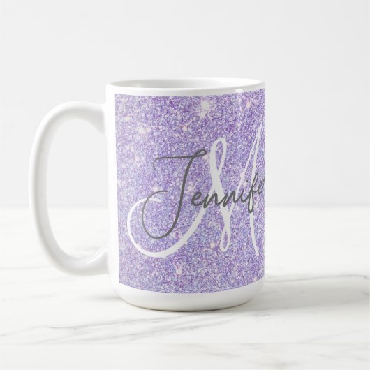 Mug Fille Lavande violet Parties scintillant Blush Nom (Gauche)