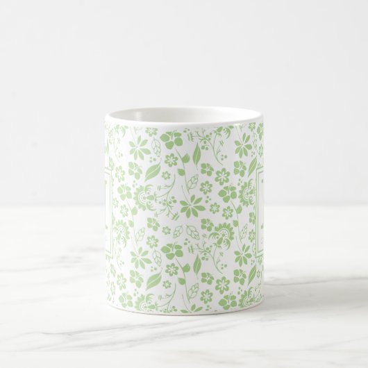 Mug Fille Lime Vert Fleurs tropicales Monogramme (Centre)